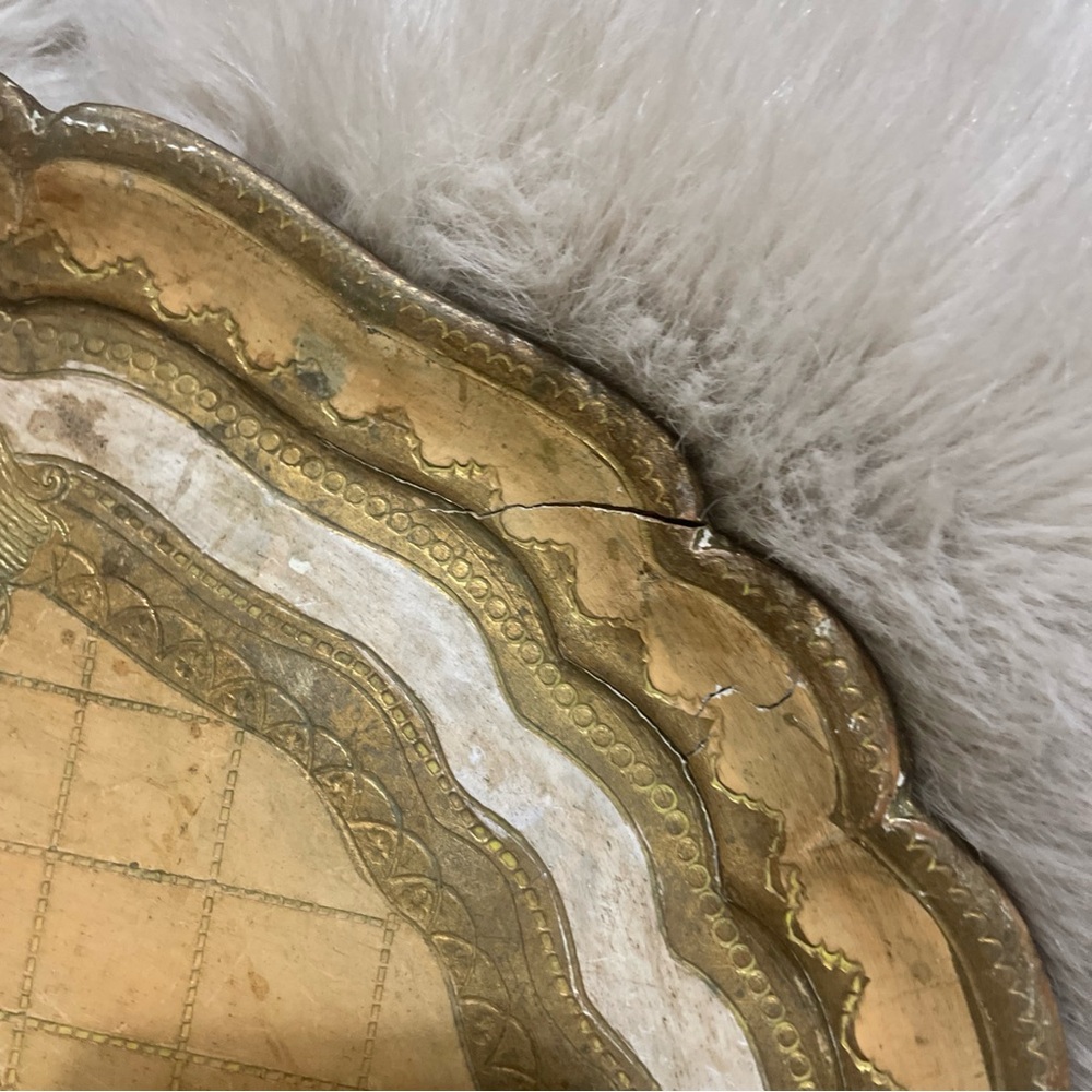 Gold Decorative Scalloped Florentine Wood Tray - Picture 4 of 11